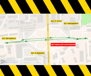 Рис. 1. Тимчасова схема проїзду шляхопроводом. Джерело: Офіційний портал Києва