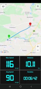 На перегоні від Калинівки до Борової взяли 116 км/год, при чому плавність руху для такого класу поїздів нормальна